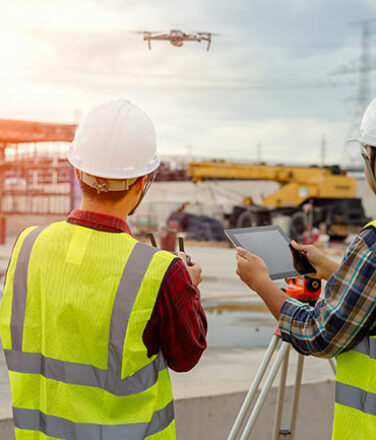 Drone at construction site